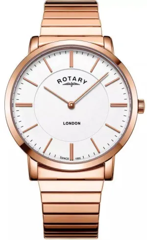 Rotary Watch London Expander Rose Gold PVD Mens