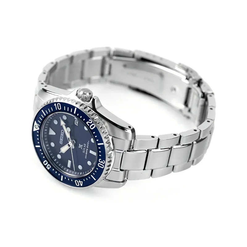 Seiko Prospex SNE585P1 PADI Compact Solar Scuba Diver's Watch with Stainless Steel Band | Men's 200M Dive Watch
