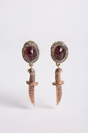 SEVAN BIÇAKÇI | 24K YELLOW GOLD, ROSE GOLD, STERLING SILVER, DIAMOND, AND TOURMALINE EARRINGS
