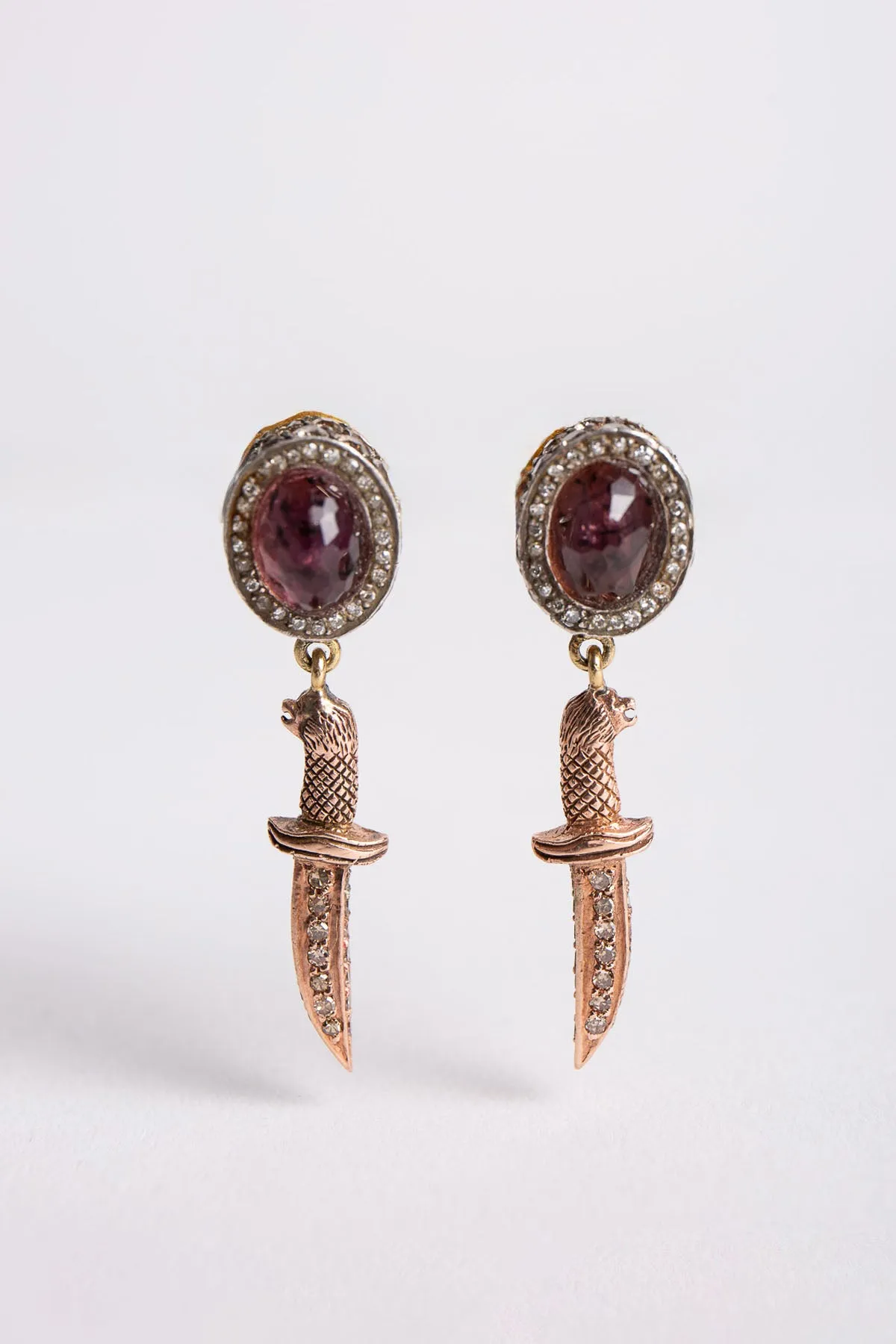 SEVAN BIÇAKÇI | 24K YELLOW GOLD, ROSE GOLD, STERLING SILVER, DIAMOND, AND TOURMALINE EARRINGS