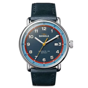 Shinola Canfield Model C56 43MM Blue Dial and Leather Strap Watch S0120279728