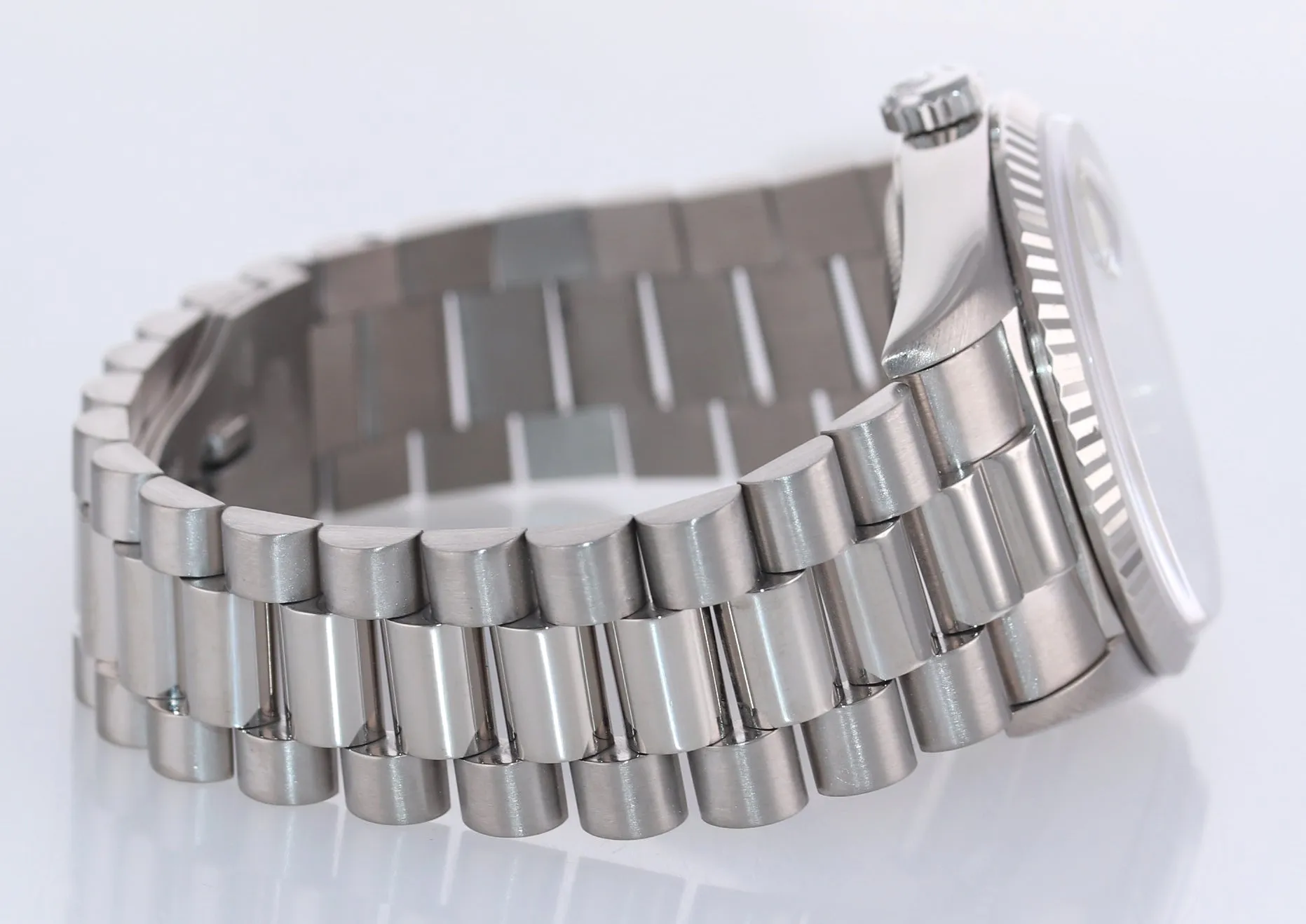 Silver DIAMOND Rolex President Day Date 18239 Double Quick White Gold Watch Box