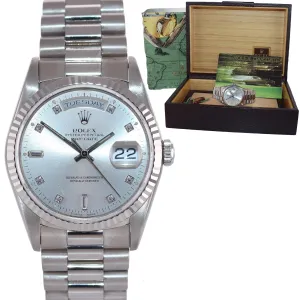 Silver DIAMOND Rolex President Day Date 18239 Double Quick White Gold Watch Box