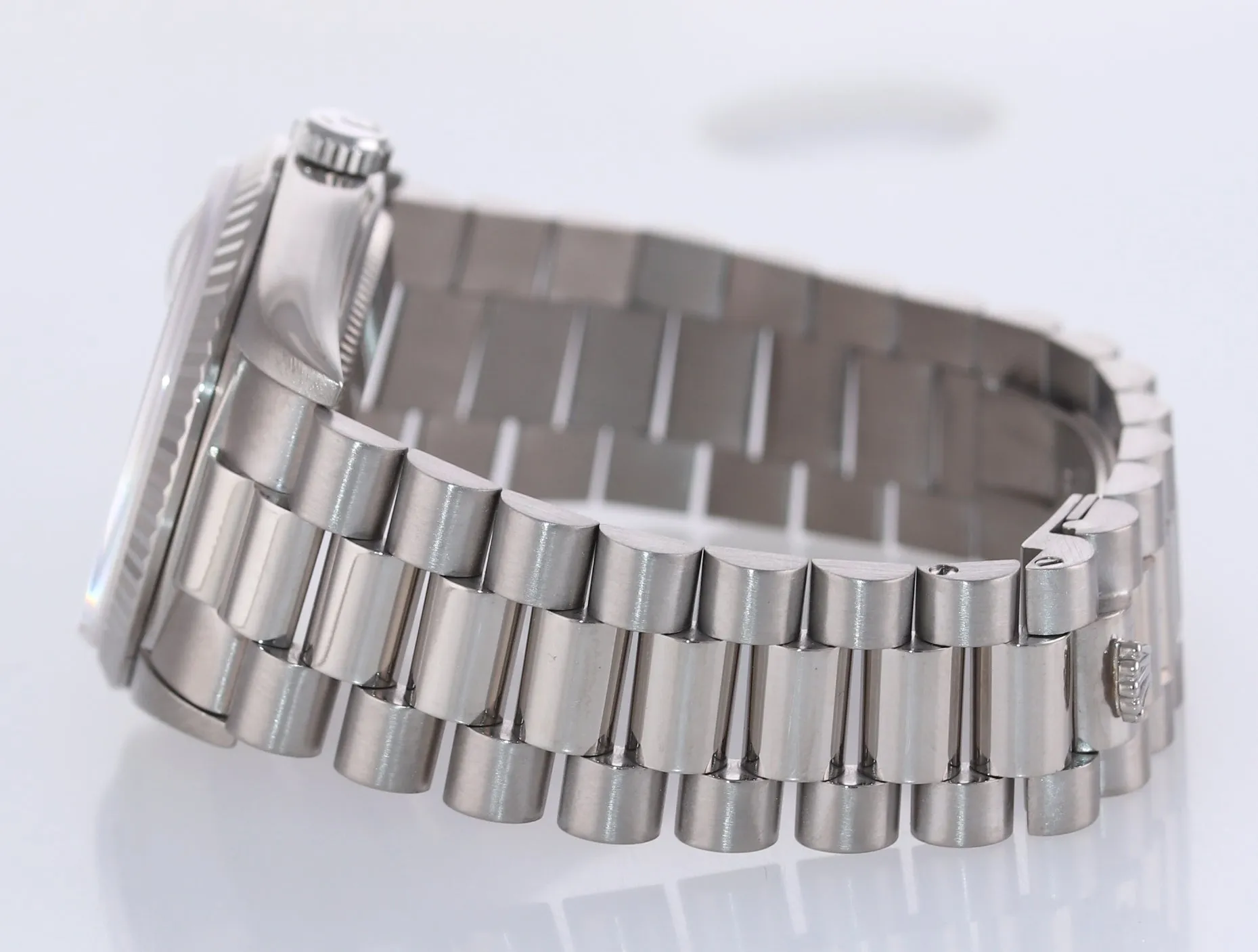 Silver DIAMOND Rolex President Day Date 18239 Double Quick White Gold Watch Box