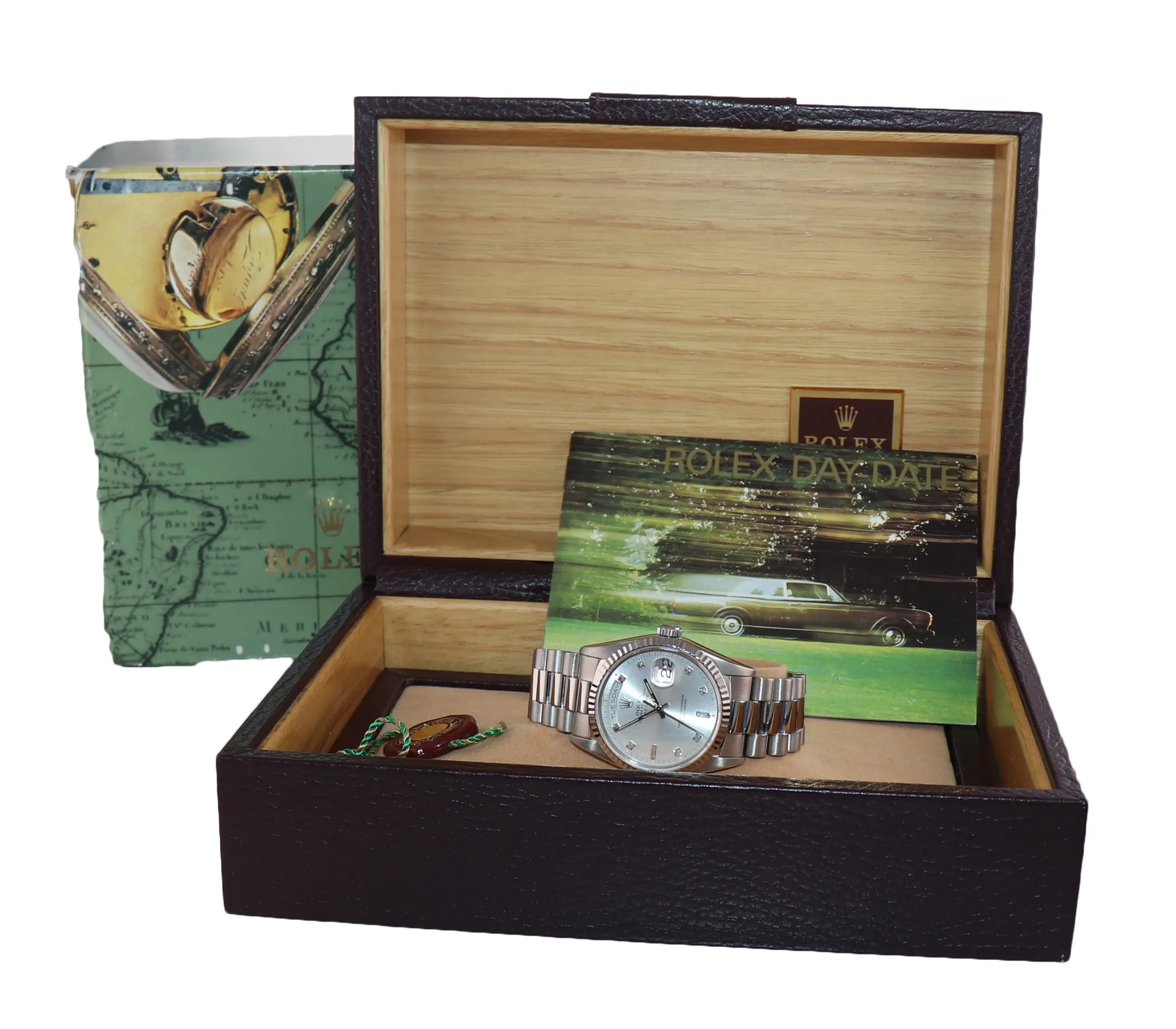 Silver DIAMOND Rolex President Day Date 18239 Double Quick White Gold Watch Box