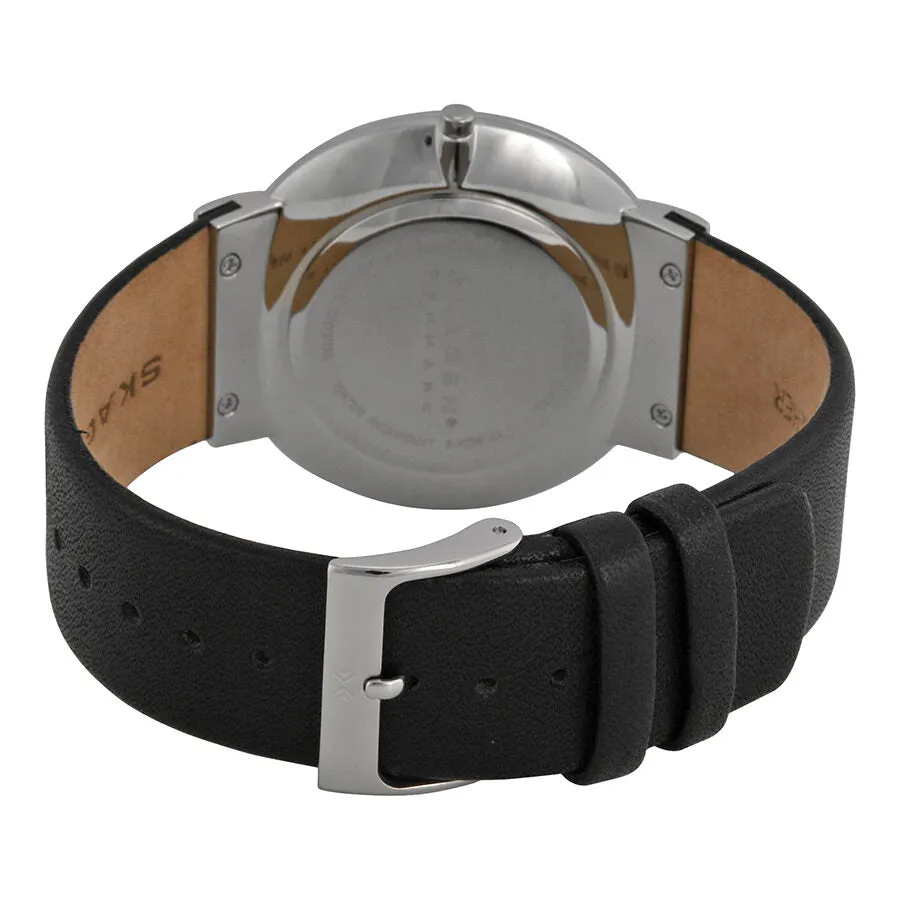 Skagen Ancher Black Dial Black Leather Men's Watch SKW6104