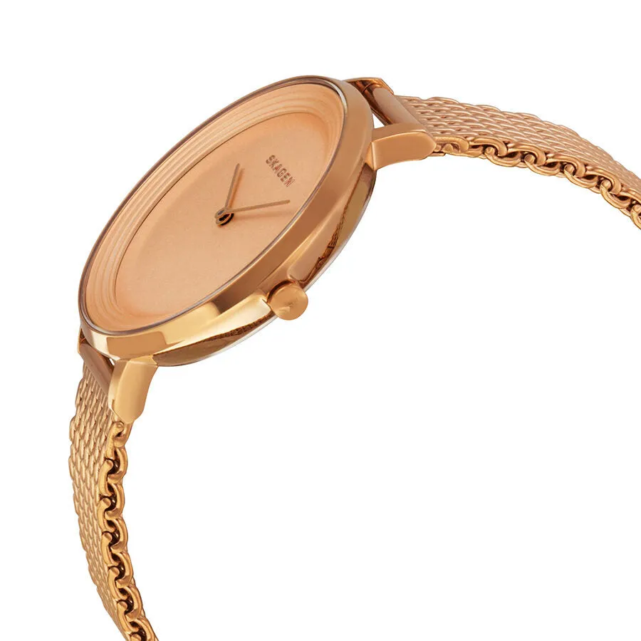 Skagen Ditte Rose Dial Rose Gold-tone Stainless Steel Mesh Bracelet Ladies Watch SKW2334