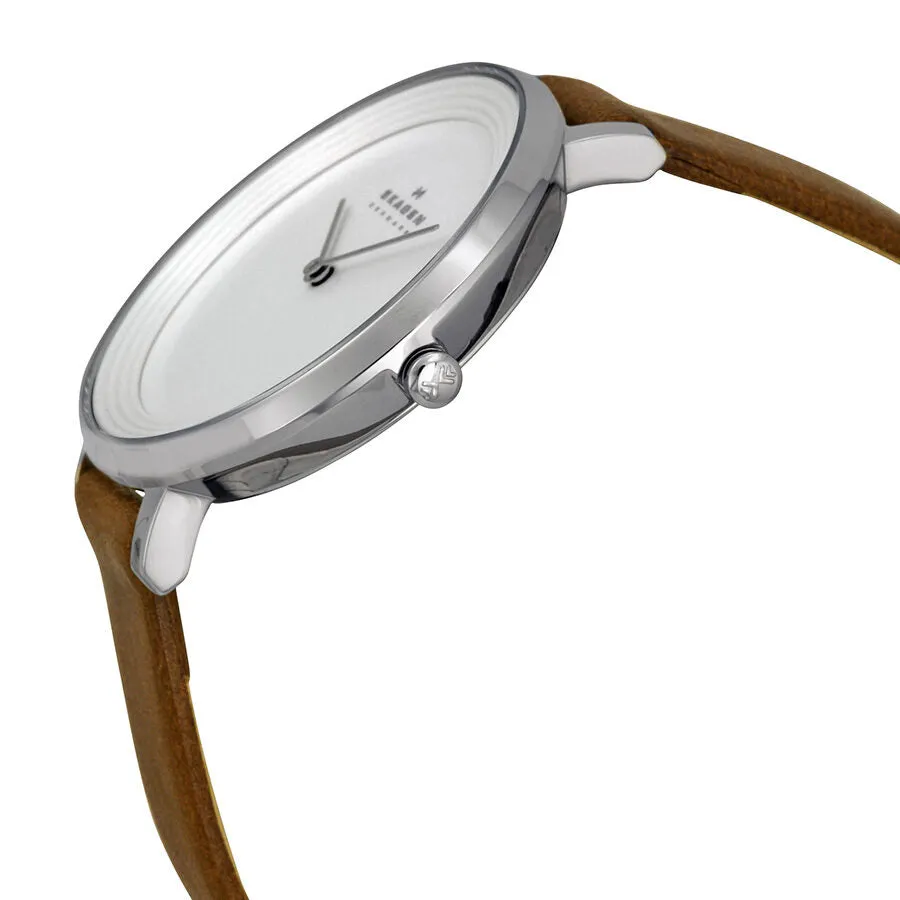 Skagen Ditte Silver Dial Brown Leather Ladies Watch SKW2214