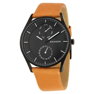 Skagen Holst Multifunction Black Dial Brown Leather Men's Watch SKW6265