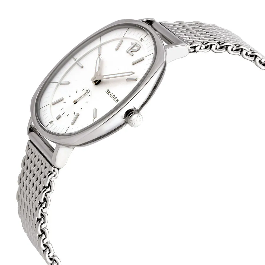 Skagen SKW6255 Silver Mesh Bracelet White Dial Quartz Watch for Gents- SKW6255