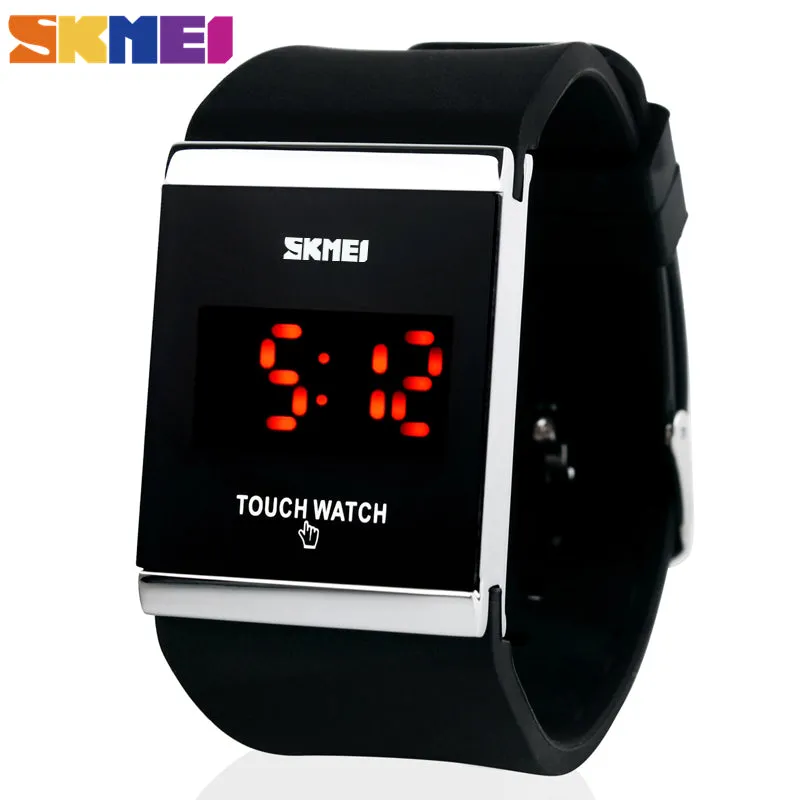 Skmei Trendy Colorful LED Touch Digital Watch,Men Watch,Women Watch,Casual Sport,Rectangle Shape Dial Rubber Band Watch