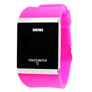 Skmei Trendy Colorful LED Touch Digital Watch,Men Watch,Women Watch,Casual Sport,Rectangle Shape Dial Rubber Band Watch
