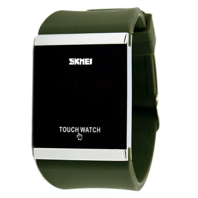 Skmei Trendy Colorful LED Touch Digital Watch,Men Watch,Women Watch,Casual Sport,Rectangle Shape Dial Rubber Band Watch