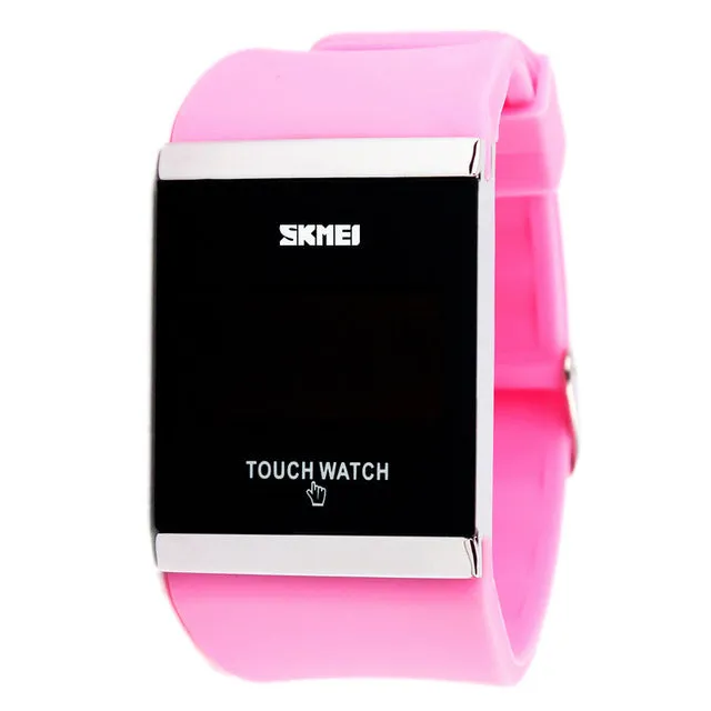 Skmei Trendy Colorful LED Touch Digital Watch,Men Watch,Women Watch,Casual Sport,Rectangle Shape Dial Rubber Band Watch