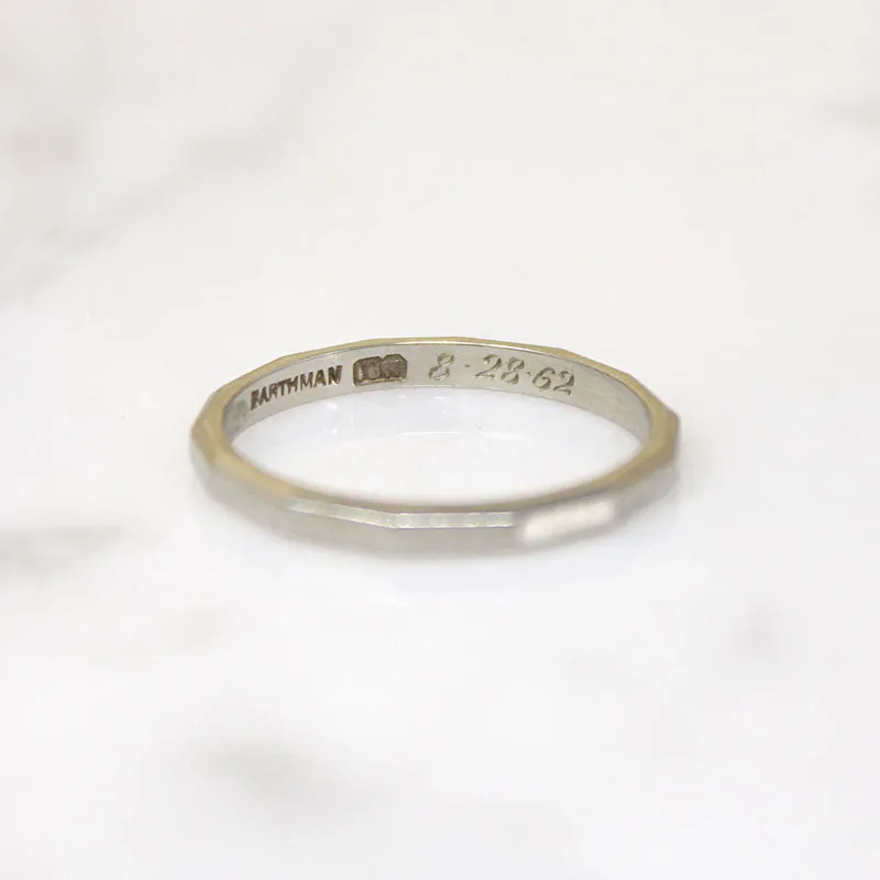 Softly Faceted 18K White Gold Band by Barthman