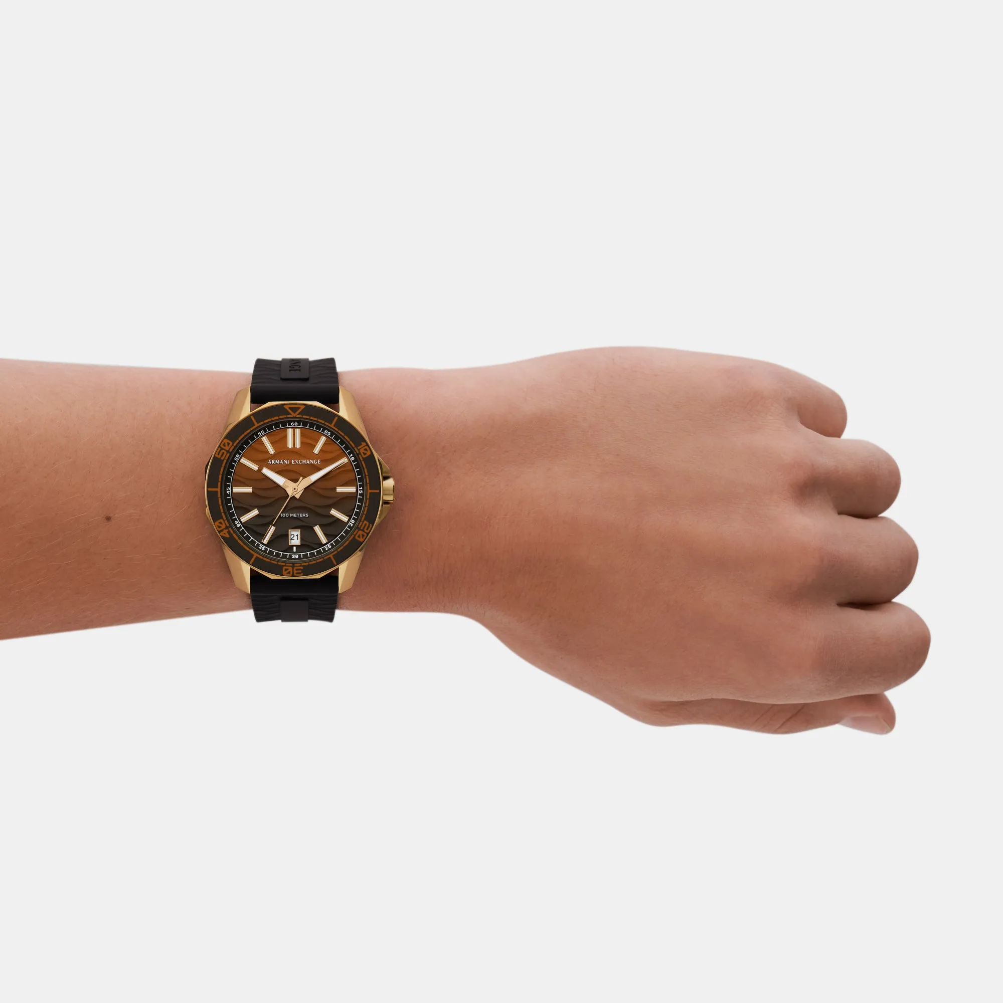Spencer Men's Three-Hand Date Black Silicone Watch AX1954