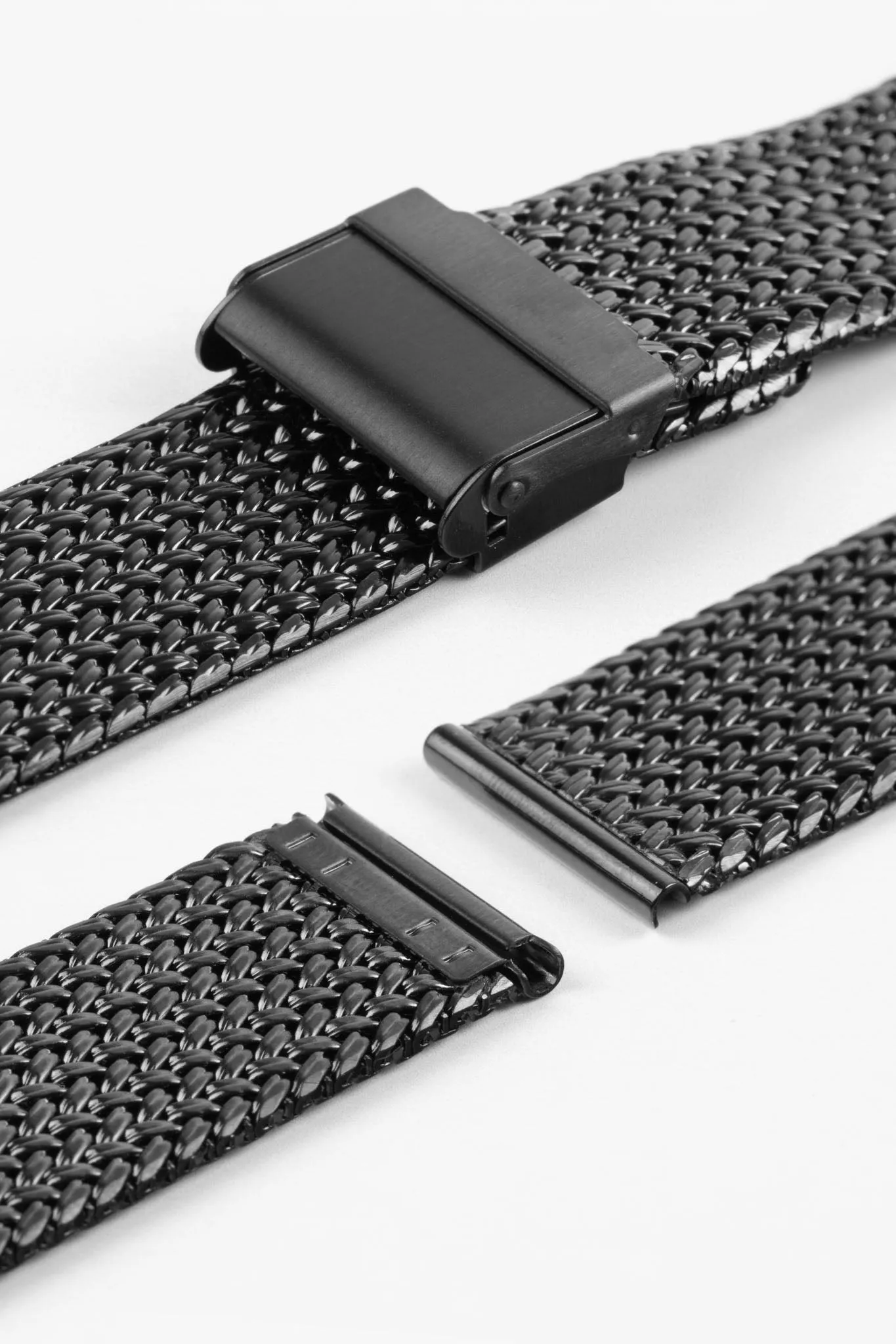 Staib SOC 2910 Stainless Steel Polonaise Mesh Watch Bracelet - BLACK