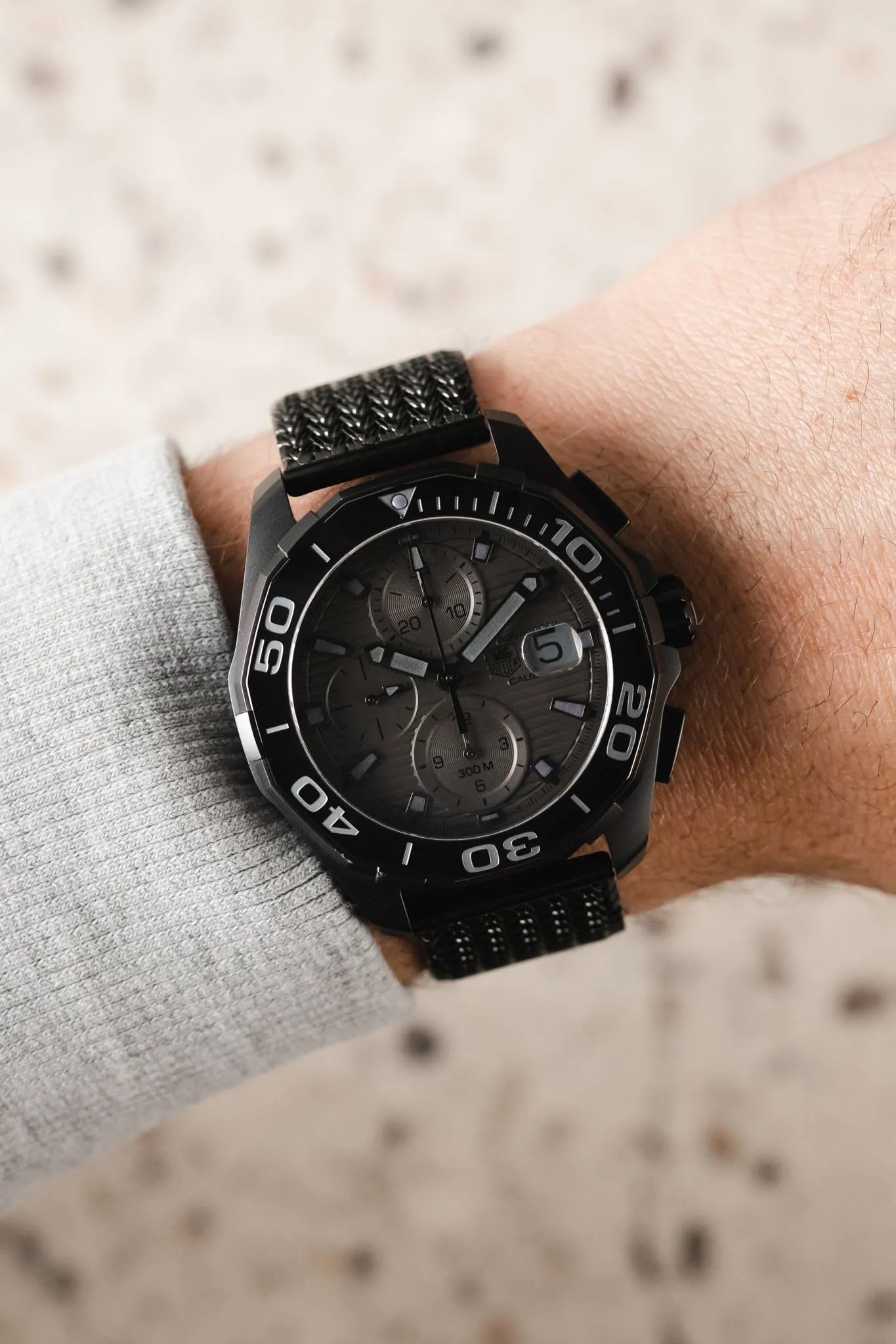 Staib SOC 2910 Stainless Steel Polonaise Mesh Watch Bracelet - BLACK