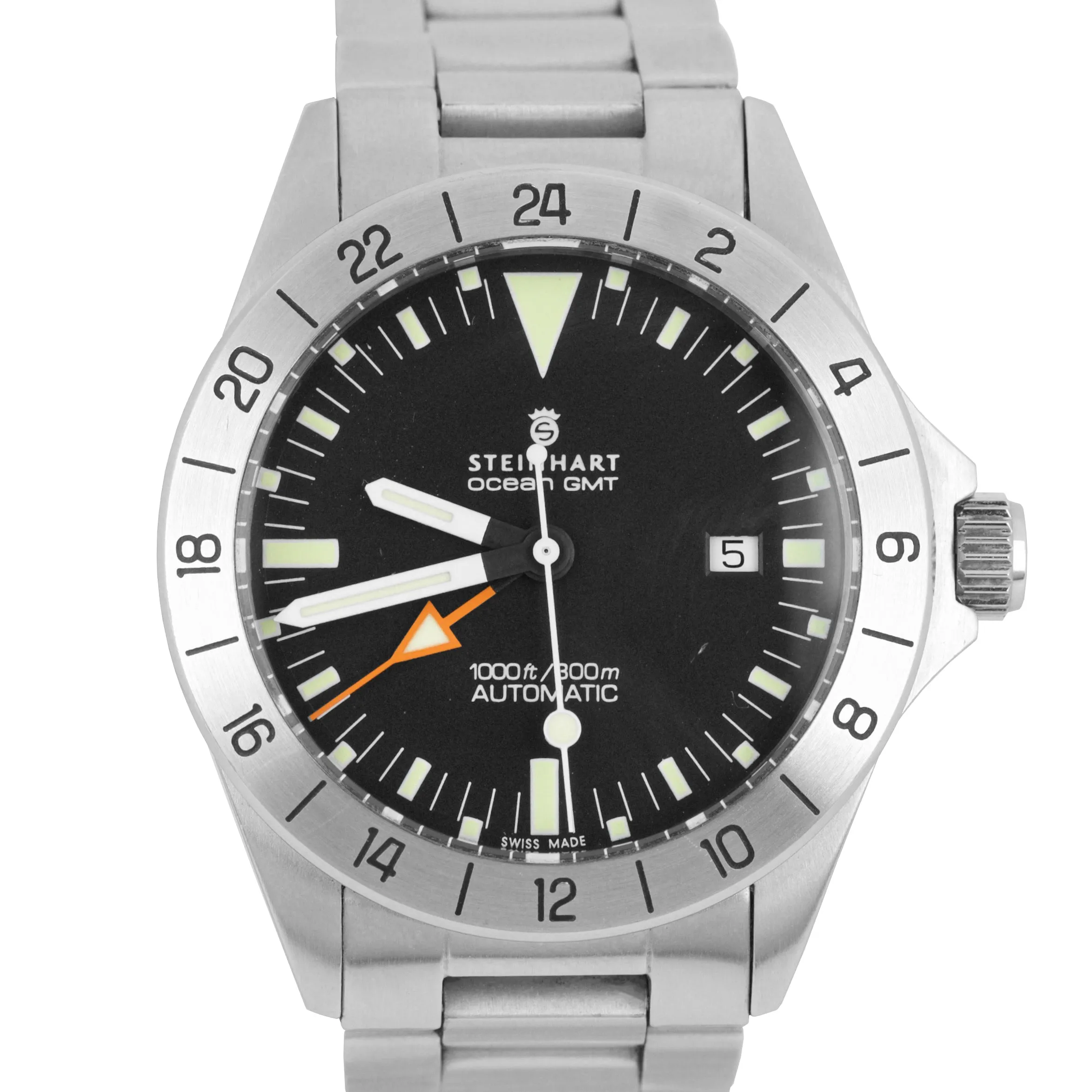 Steinhart Ocean Vintage GMT Explorer Stainless Steel Automatic 42mm Watch 2893-2