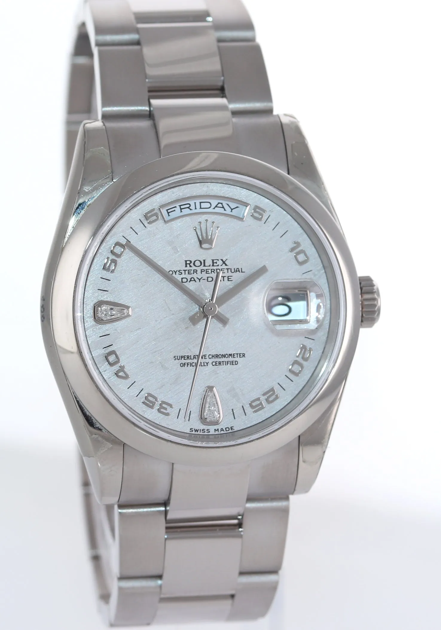 STICKERS NOS PAPERS METEORITE Rolex President Day Date 118209 White Gold Watch