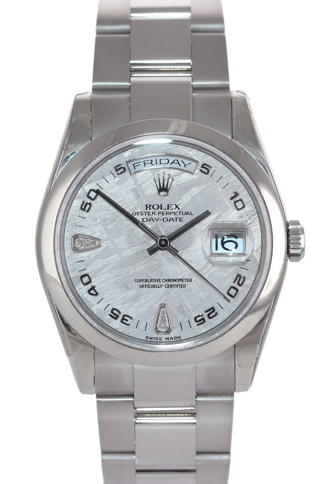 STICKERS NOS PAPERS METEORITE Rolex President Day Date 118209 White Gold Watch