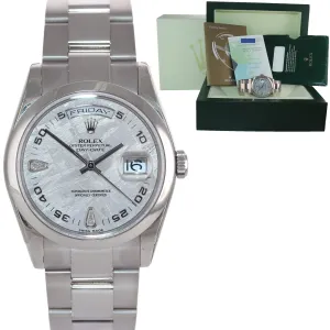 STICKERS NOS PAPERS METEORITE Rolex President Day Date 118209 White Gold Watch