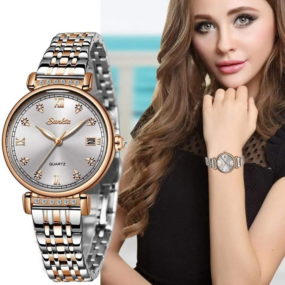 SUNKTA Rose Gold Women Watches