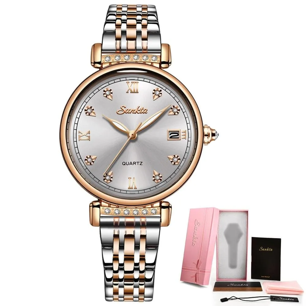 SUNKTA Rose Gold Women Watches