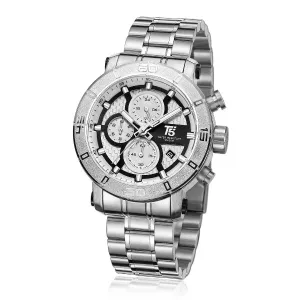 T5 Silver Stainless Steel Silver Dial Chronograph Quartz Watch for Gents - H3635G-A