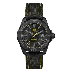 Tag Heuer Aquaracer Calibre 5 Black NATO Strap Carbon Dial Automatic Watch for Gents- WBD218B.FC6446