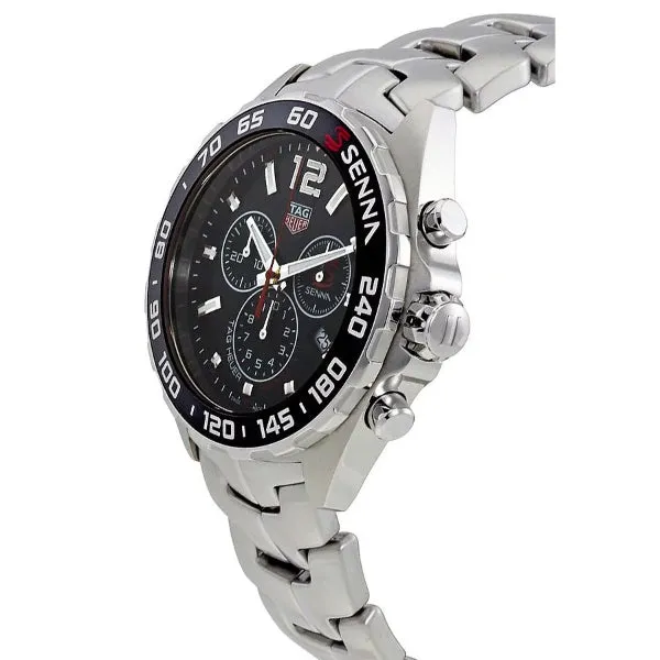 Tag Heuer Formula 1 Senna Special Edition Silver Stainless Steel Black Dial Chronograph Quartz Watch for Gents - CAZ1015.BA0883