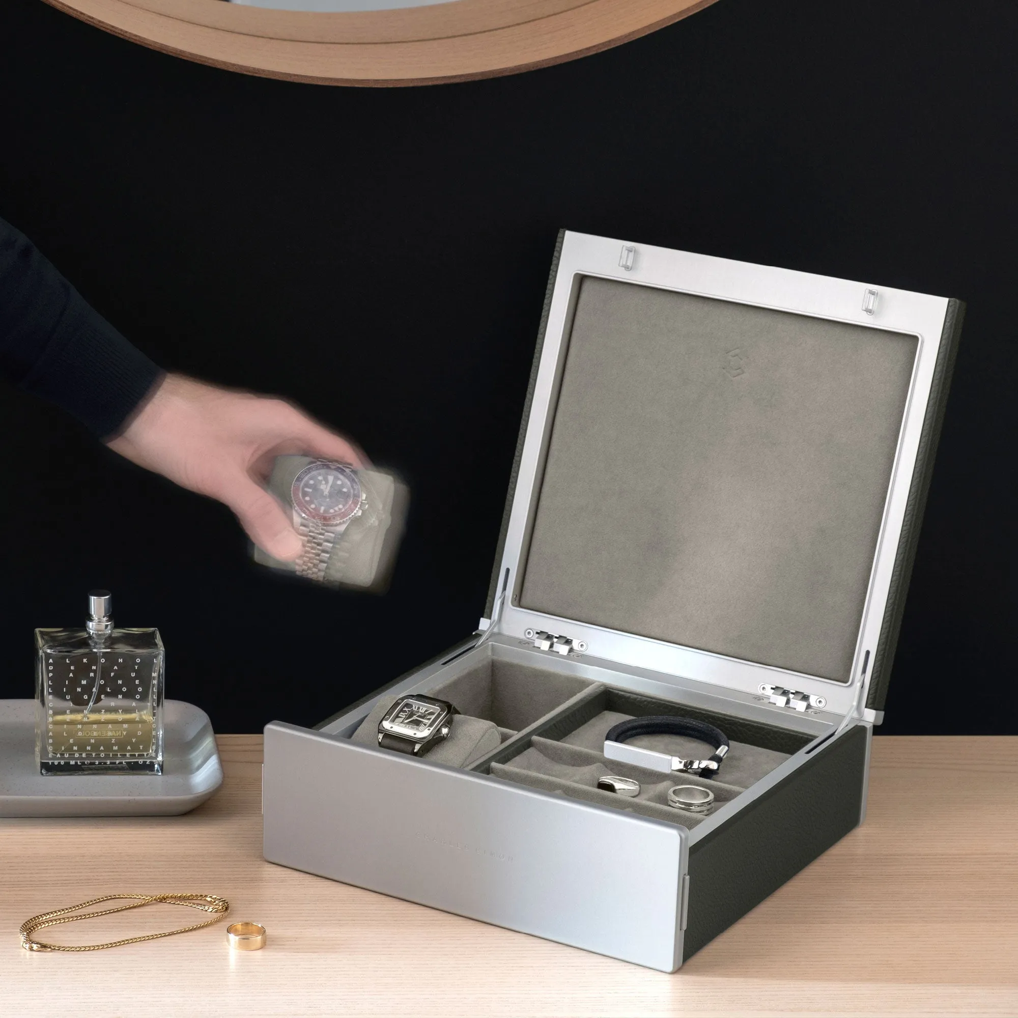 TAYLOR 2 WATCH AND JEWELRY BOX - GRAPHITE / GREY