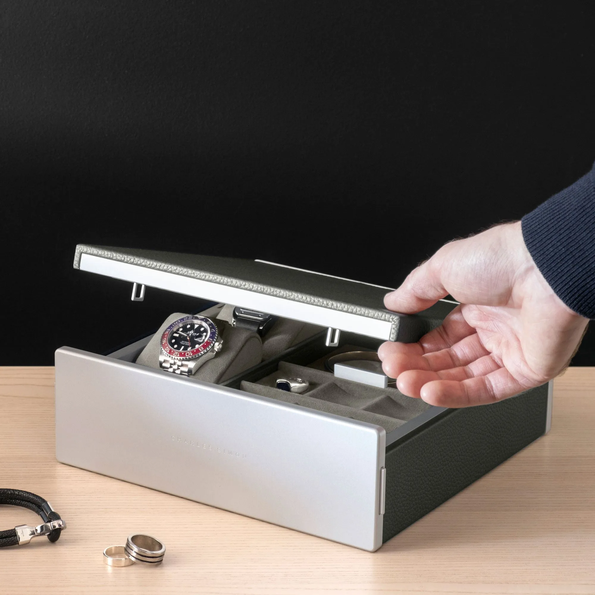 TAYLOR 2 WATCH AND JEWELRY BOX - GRAPHITE / GREY