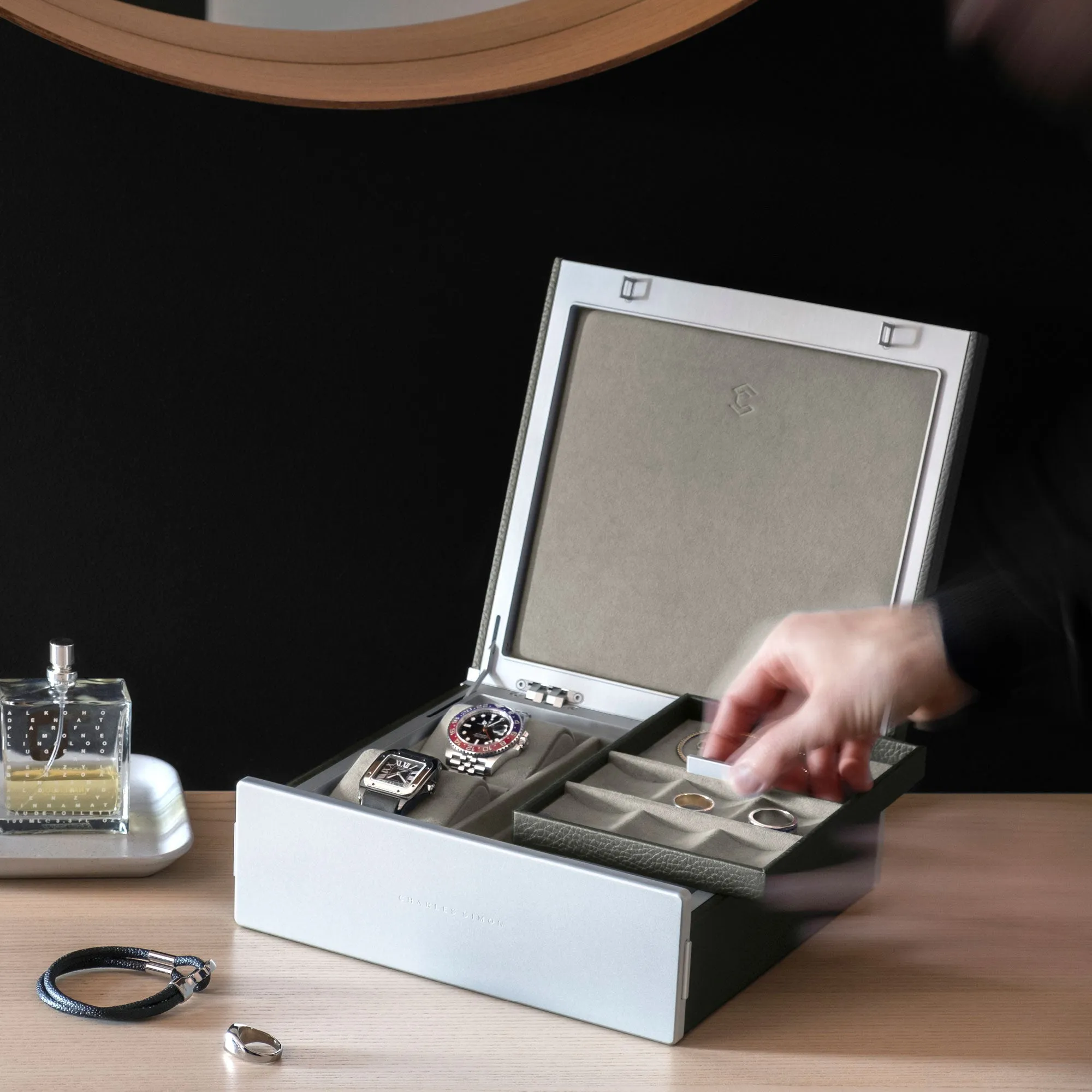 TAYLOR 2 WATCH AND JEWELRY BOX - GRAPHITE / GREY