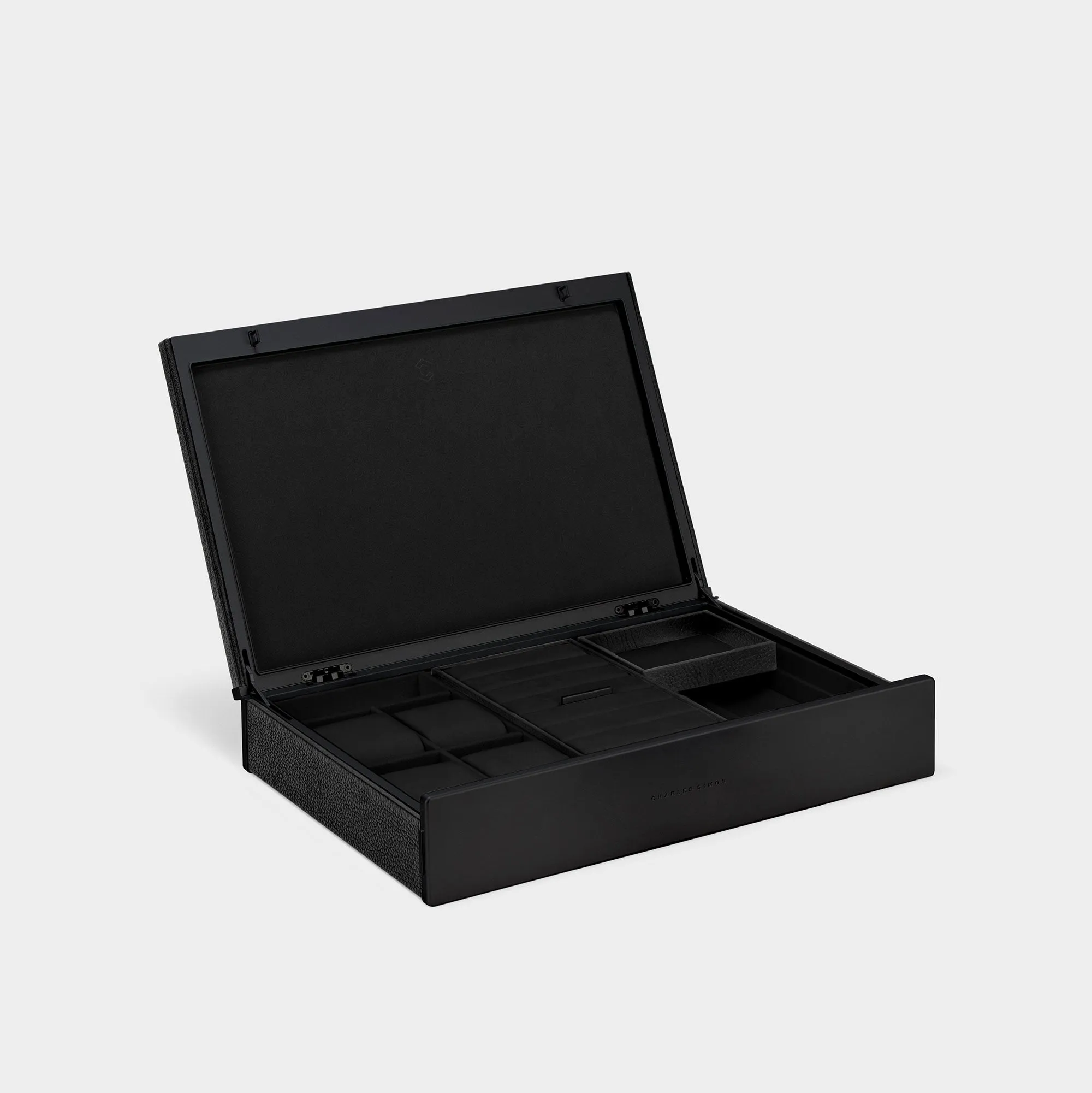 TAYLOR 4 WATCH AND JEWELRY BOX - BLACK / BLACK