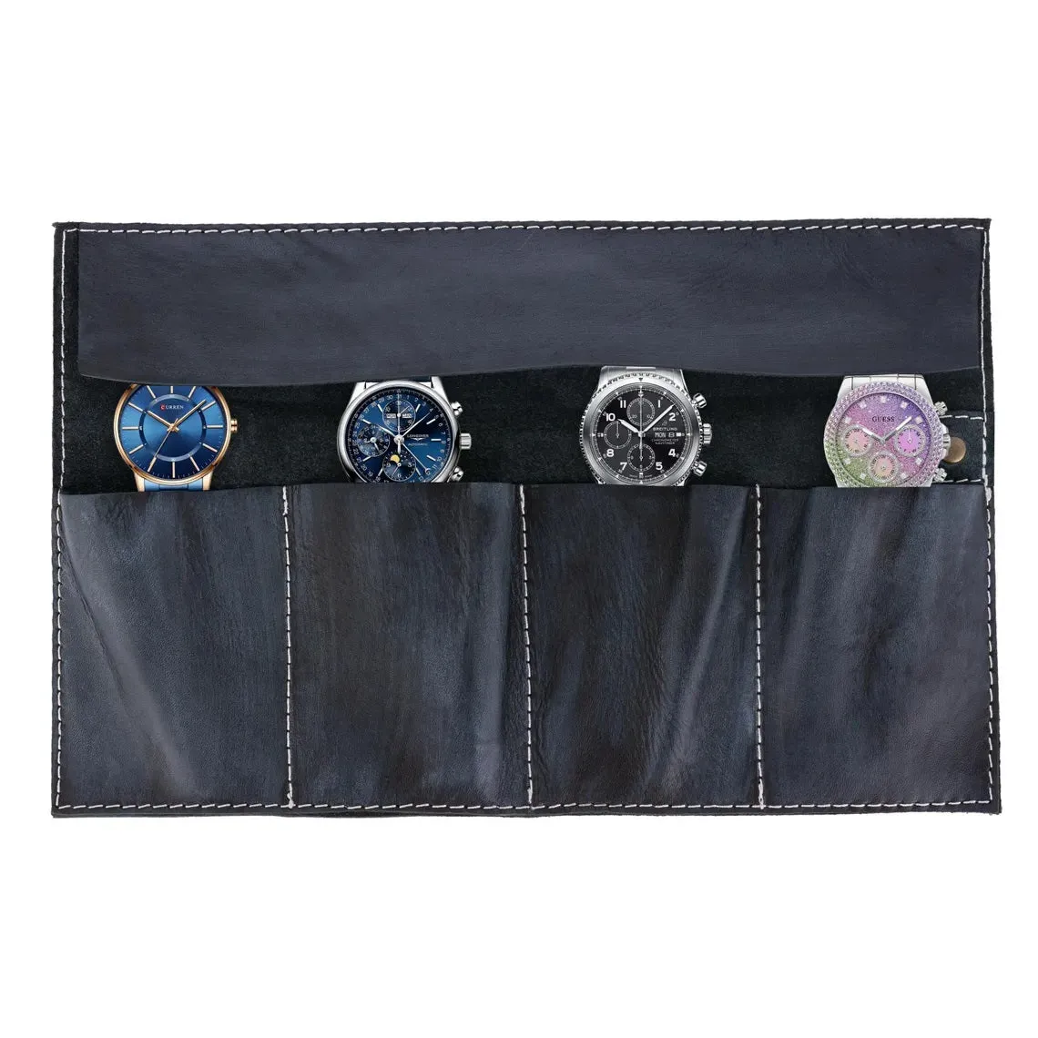 The Bristol Wax Black Watch Roll for Travel & Storage Box