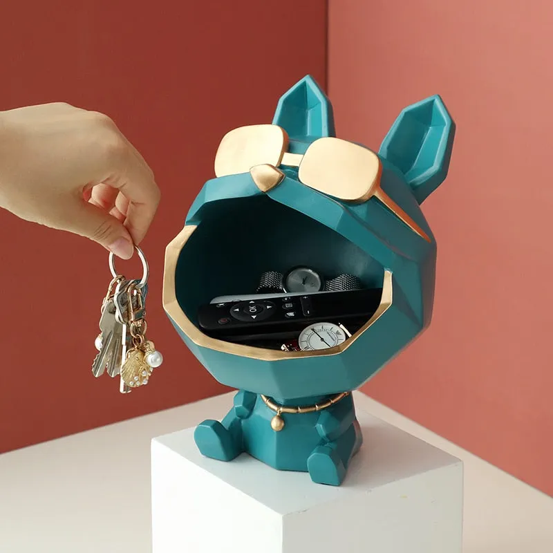 The Cool Dog Figurine Big Mouth Storage Resin Box
