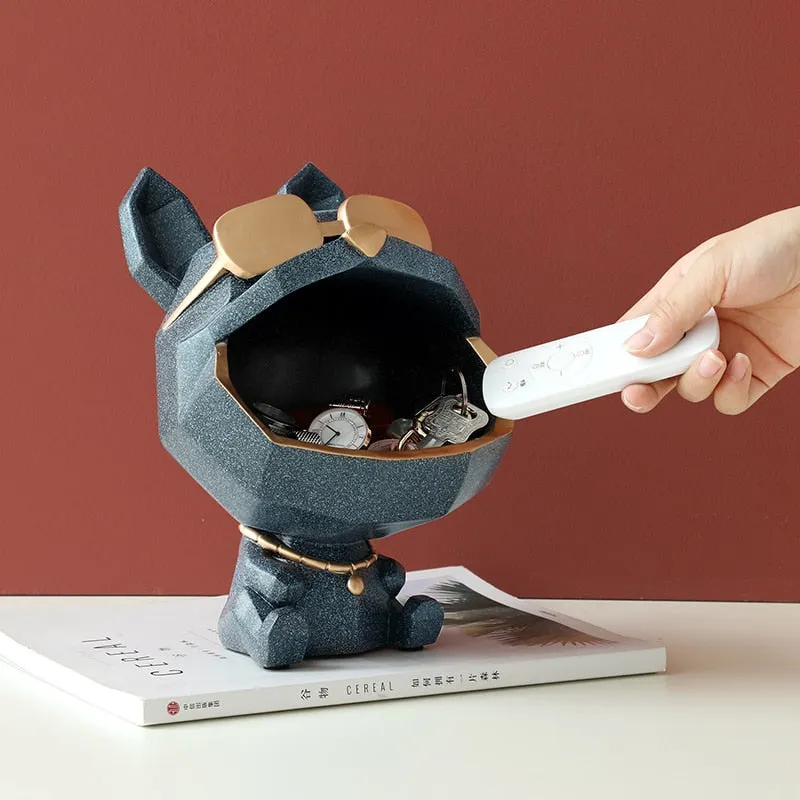 The Cool Dog Figurine Big Mouth Storage Resin Box