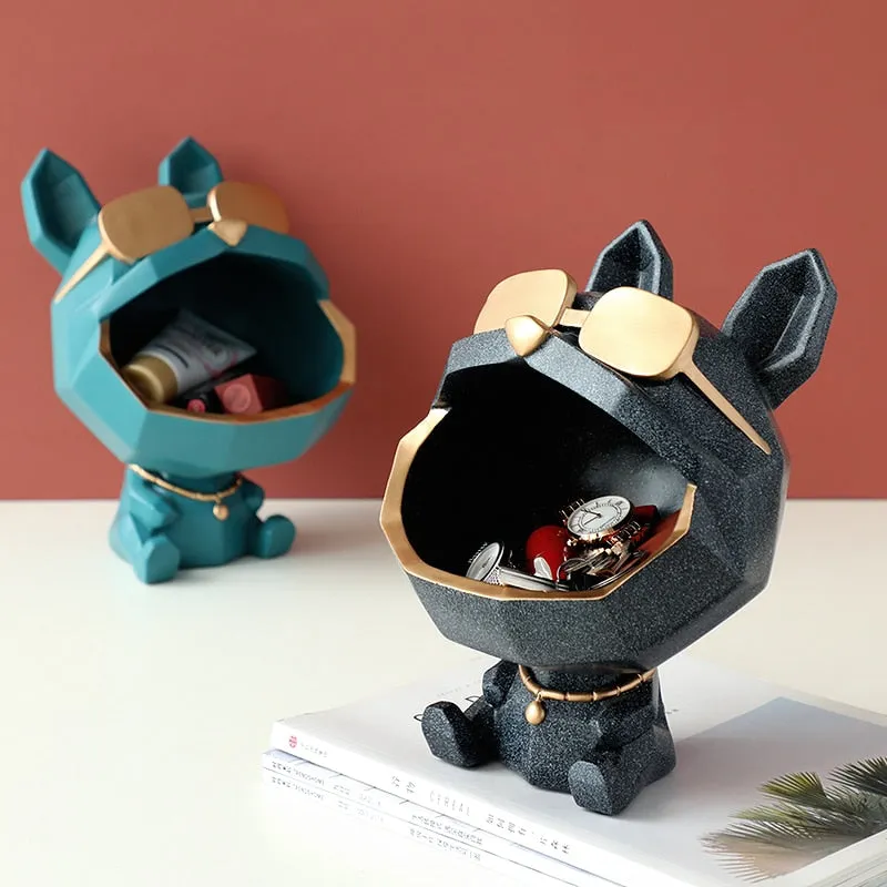 The Cool Dog Figurine Big Mouth Storage Resin Box