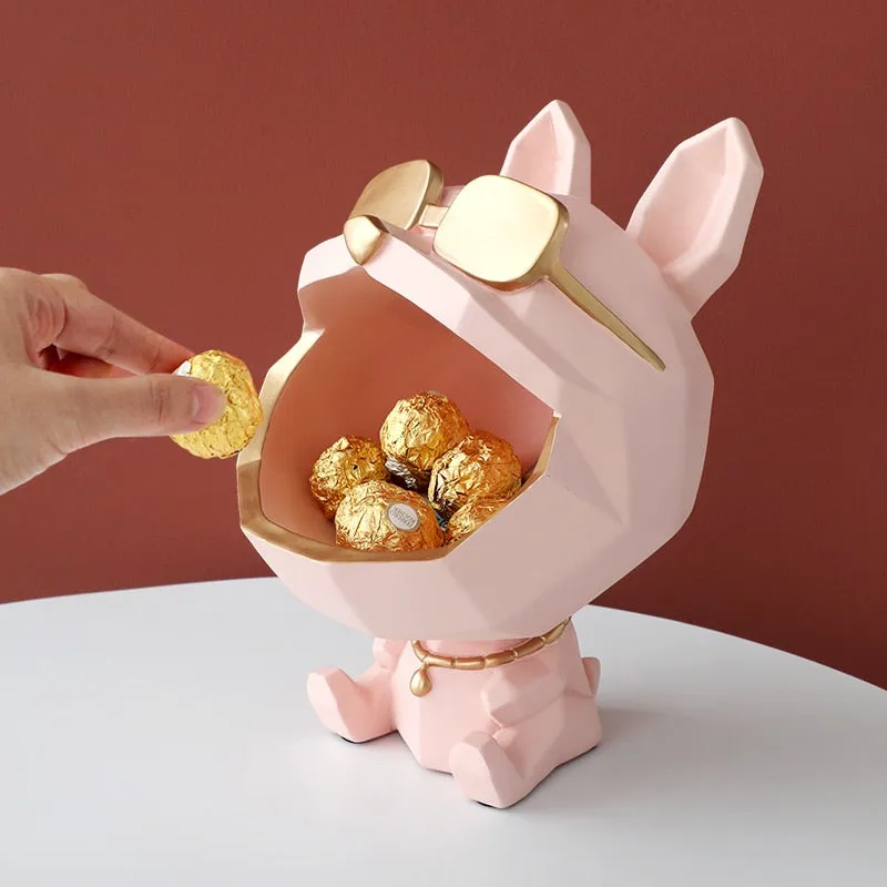 The Cool Dog Figurine Big Mouth Storage Resin Box