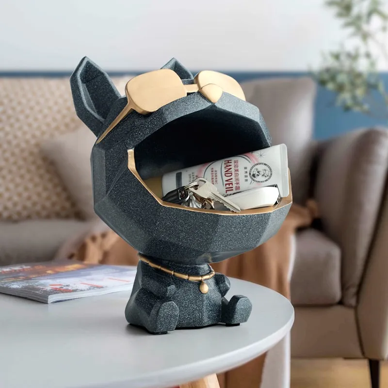 The Cool Dog Figurine Big Mouth Storage Resin Box