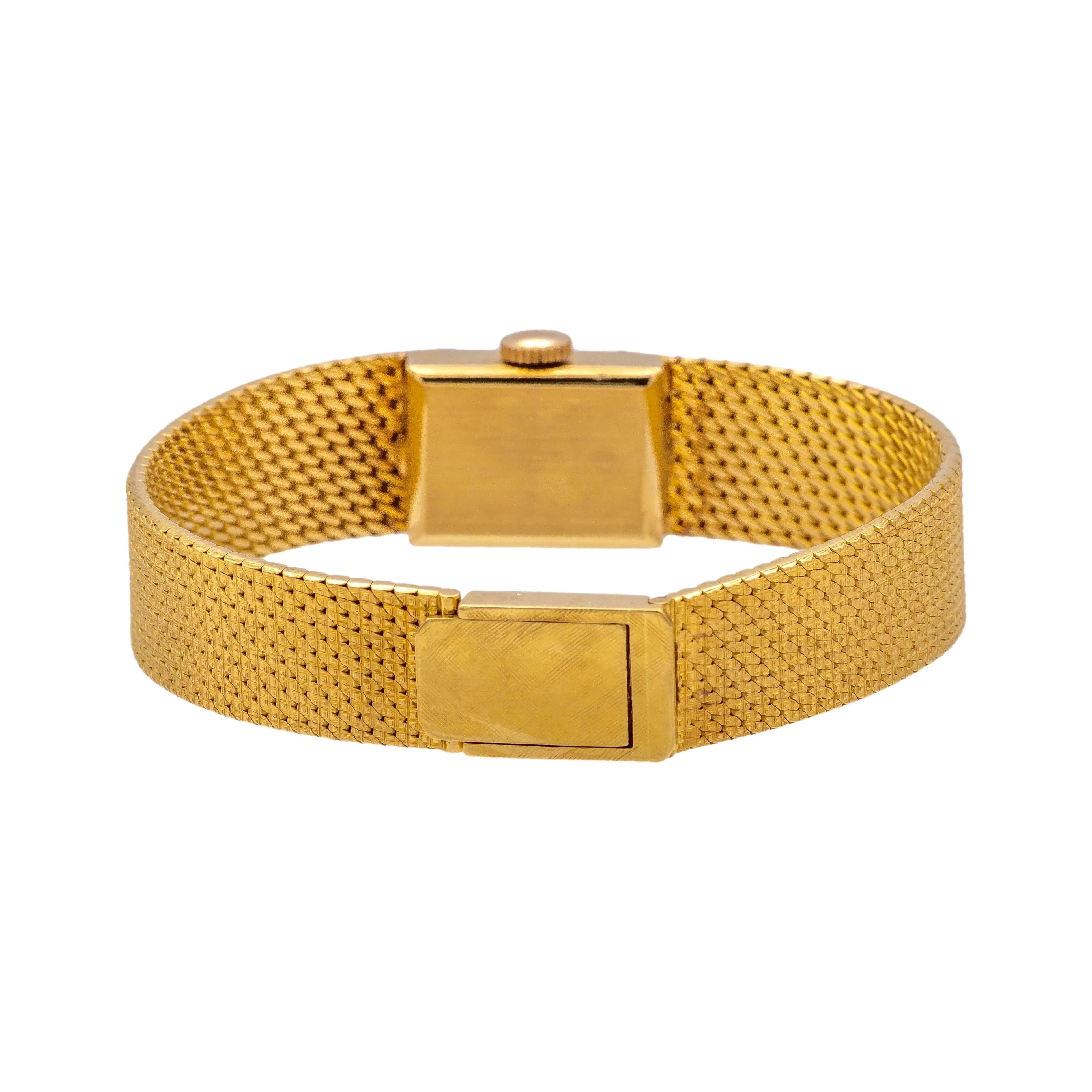 Tiffany & Co. Vintage 18K Yellow Gold Square Watch with mesh Bracelet- 1960's