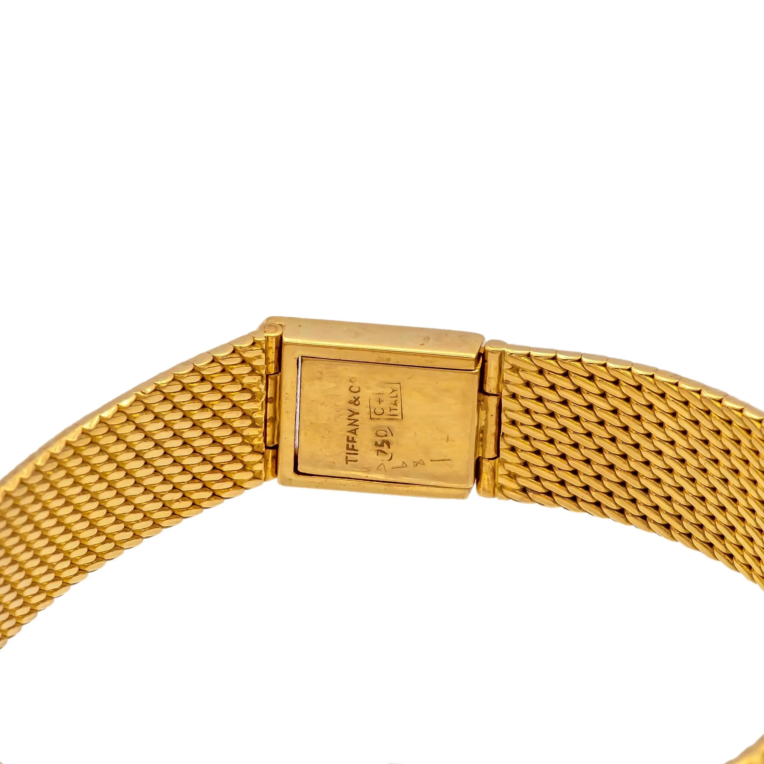 Tiffany & Co. Vintage 18K Yellow Gold Square Watch with mesh Bracelet- 1960's
