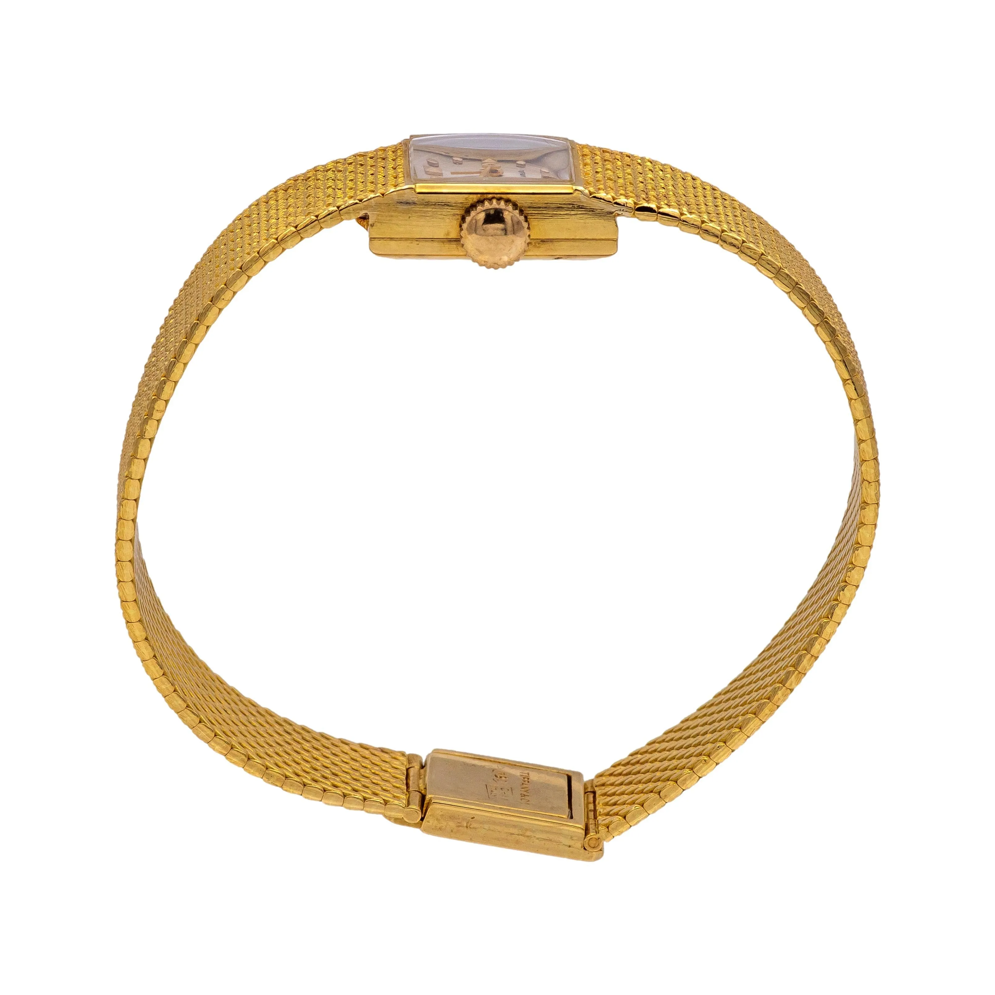 Tiffany & Co. Vintage 18K Yellow Gold Square Watch with mesh Bracelet- 1960's