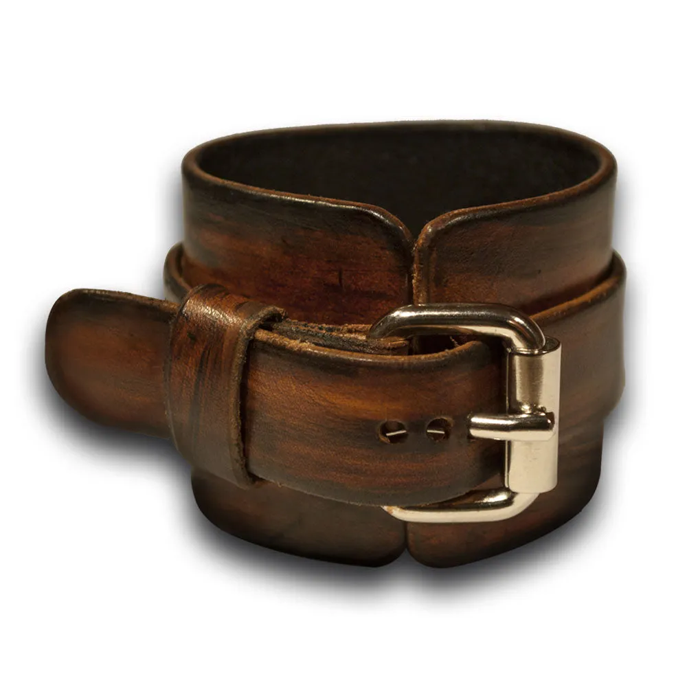 Timber Brown Stressed Wide Leather Cuff Watch