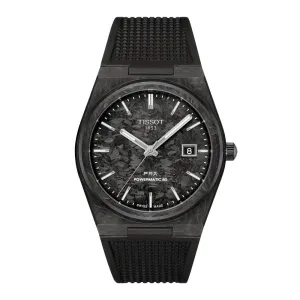 Tissot PRX Powermatic 80 Mens Carbon Black Rubber Strap Watch