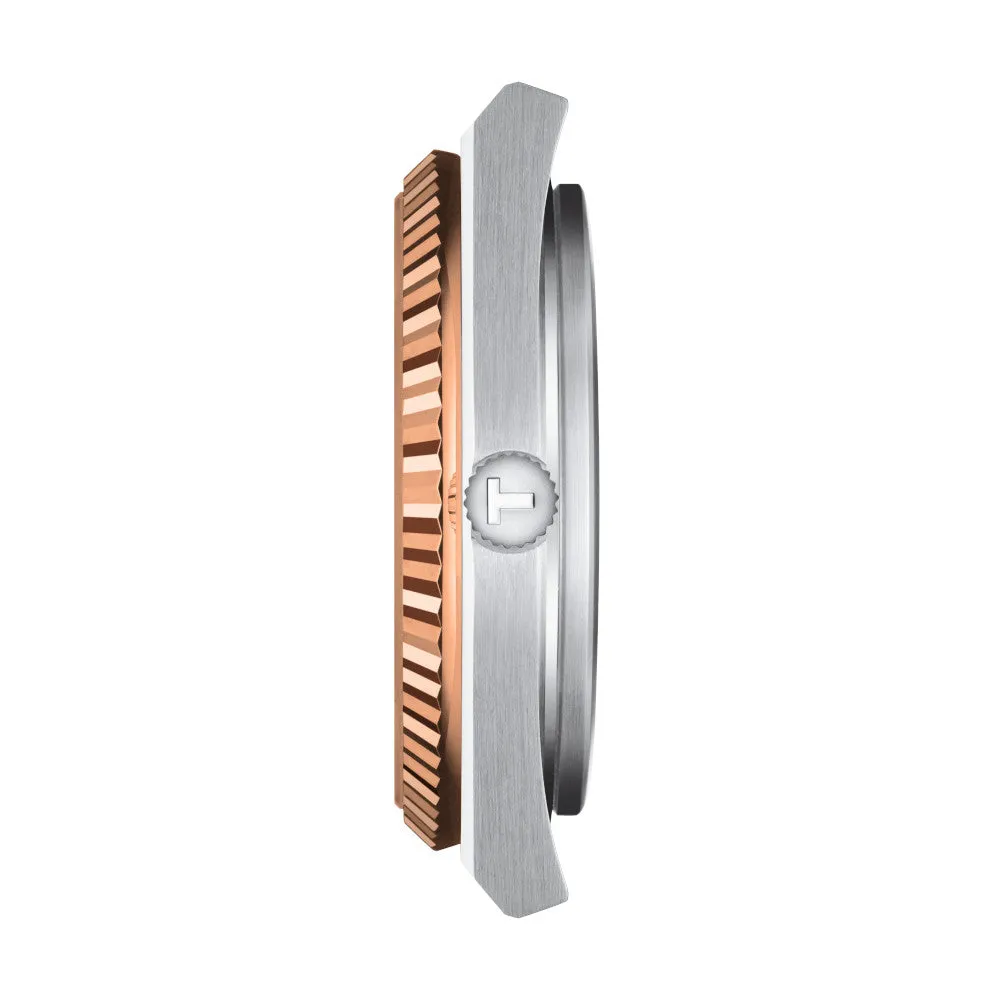 Tissot PRX Powermatic 80 Mens Stainless Steel and 18K Rose Gold Bezel Blue Dial Watch