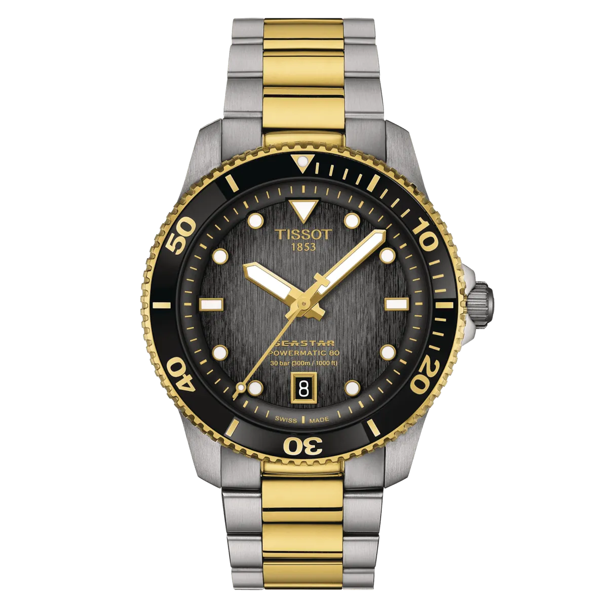Tissot Seastar 1000 Powermatic 80 40mm Yellow Gold-Black Men's Watch T1208072205100