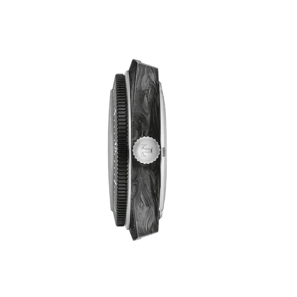 Tissot Sideral S Powermatic 80 Black & Grey Marbled Forged Carbon Case with Red Rubber Strap Watch