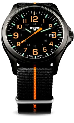 Traser P67 Officer Pro GunMetal Black Tritium Watch with Orange Accents, #107425